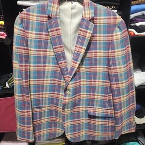 TALLIA Red and Blue Plaid Blazer